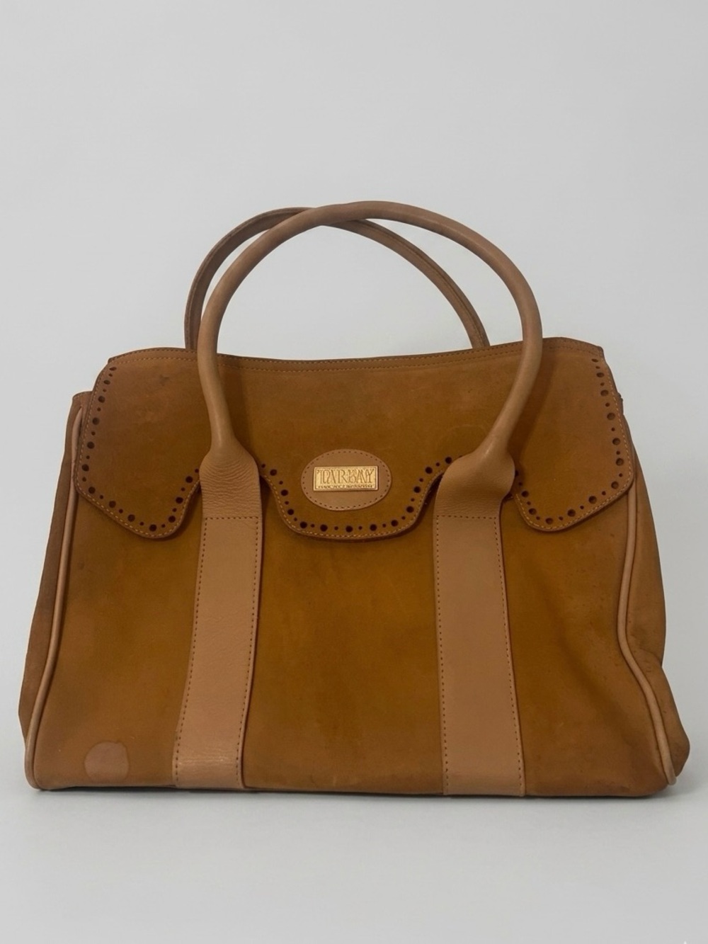 TARBAY Genuine Suede Leather Tote Handbag – Tan / Cognac